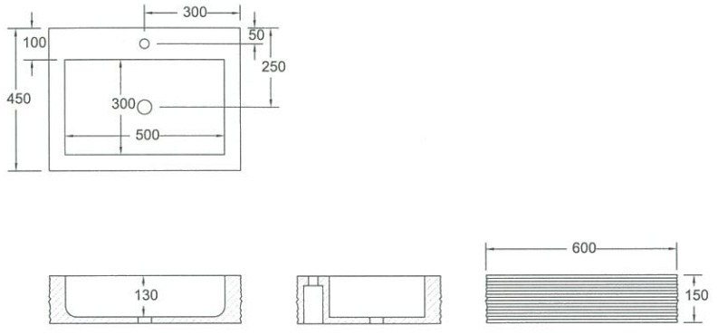 MF 7100 (IM) STONE BASIN SQUARE & RECTANGLE SHAPE (IMPORT MARBLE)